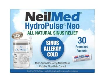 NeilMed HydroPulse Neo. Multi-Speed Electric Pulsating Nasal Sinus Irrigation System with 30 Sinus Rinse Premixed Packets.