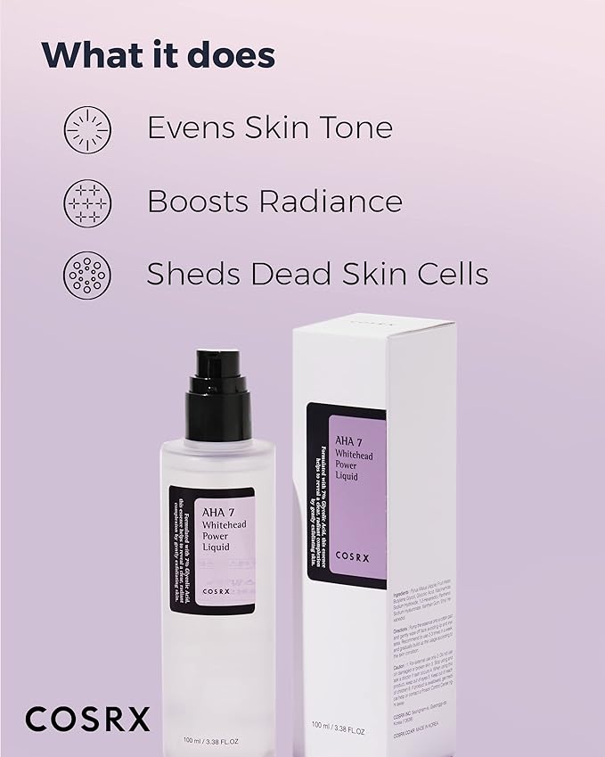 COSRX AHA 7 Whitehead Power Liquid, 3.38 fl.oz / 100ml, Whitehead Remover, Glycolic Acid 7%, AHA Exfoliant, Pore Minimizer, Korean Skin Care, Animal Testing Free, Paraben Free - Image 4